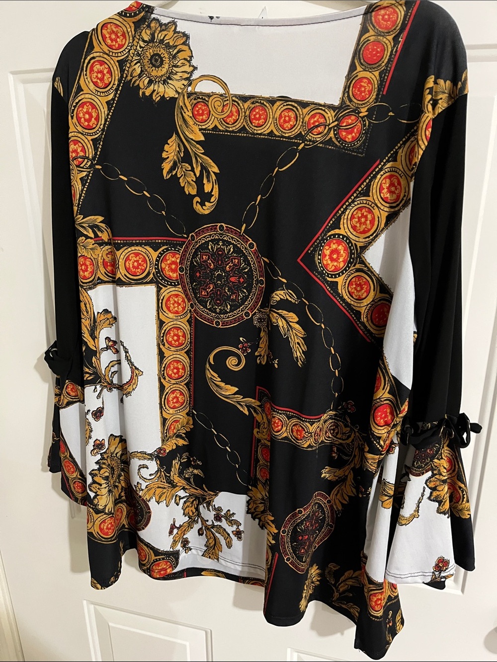 NY Collection Black, White & Gold Baroque Print Tunic - Picture 5 of 6